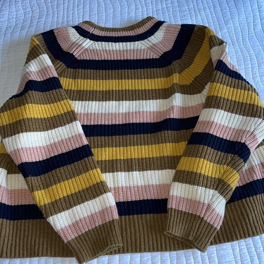 Madewell Striped Tilden Pullover Knit Sweater Size M